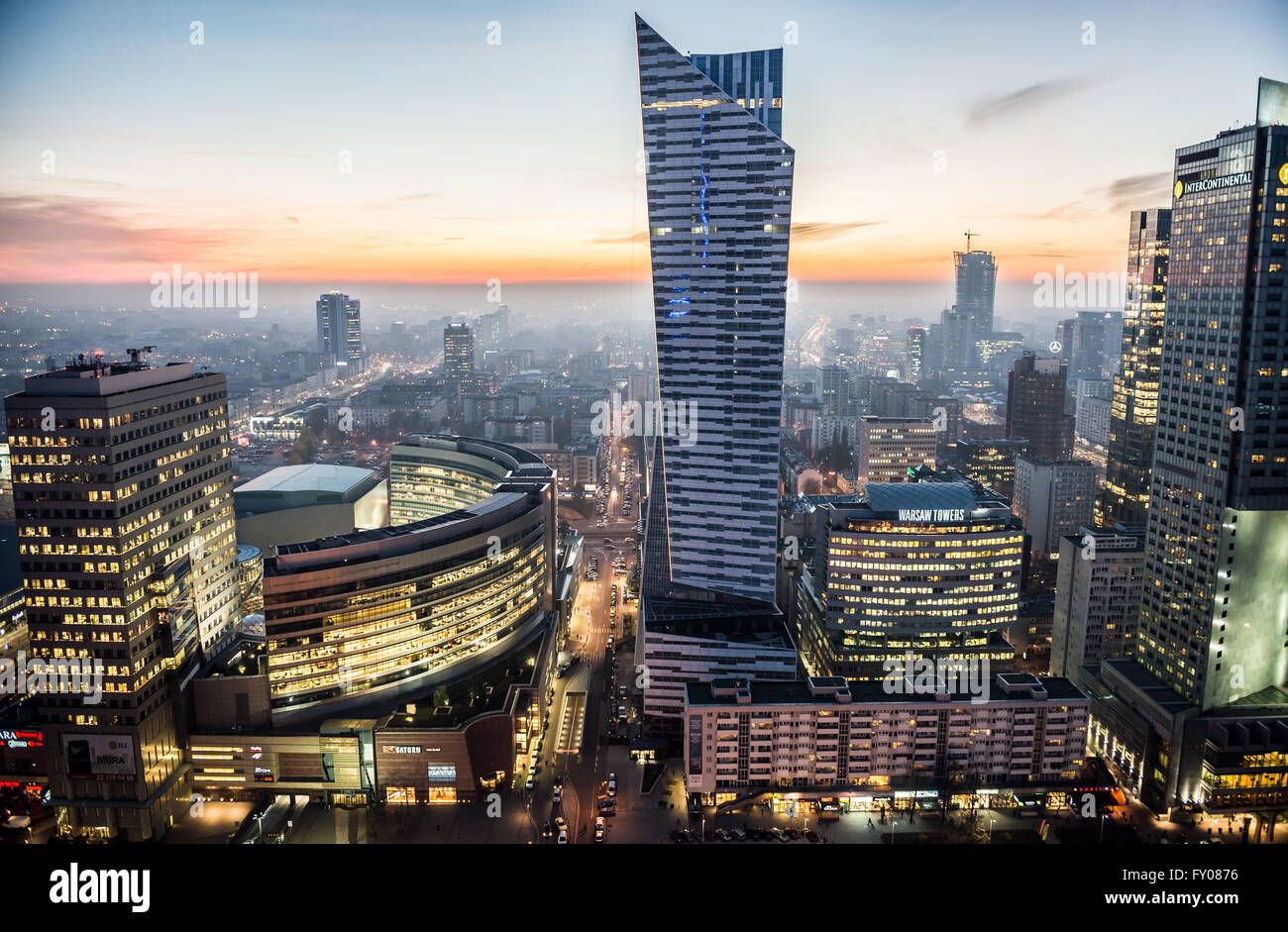 Warsaw Poland Aerial View With Golden Terraces Shopping - 