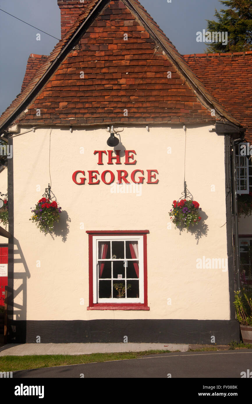 The George pub exterior typical traditional English village pub Little Hallingbury Essex England UK Stock Photo