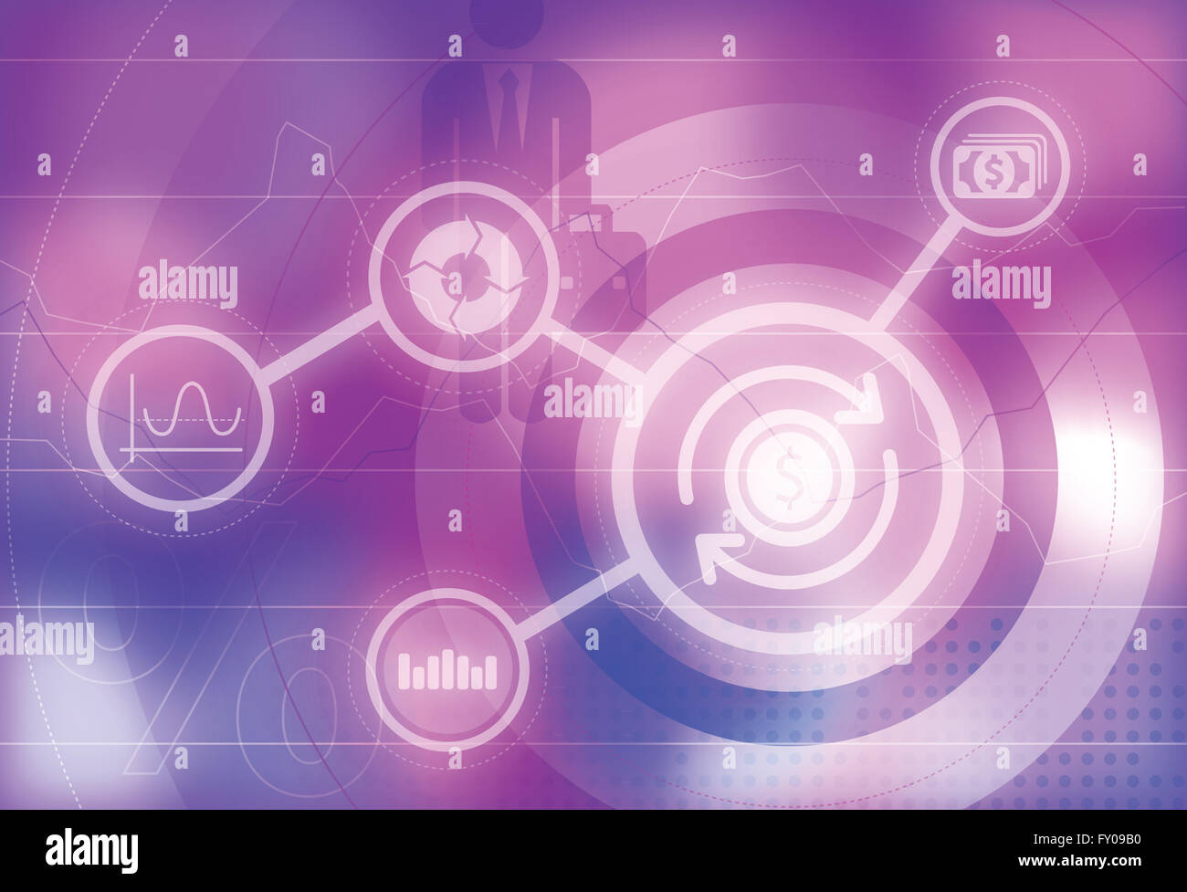 Illustrative image of business cycle with growth chart and analysis Stock Photo