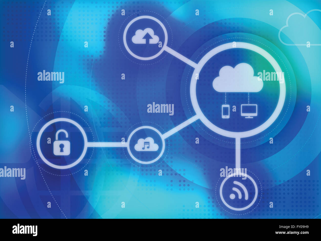 Illustrative image of secure cloud computing concept Stock Photo