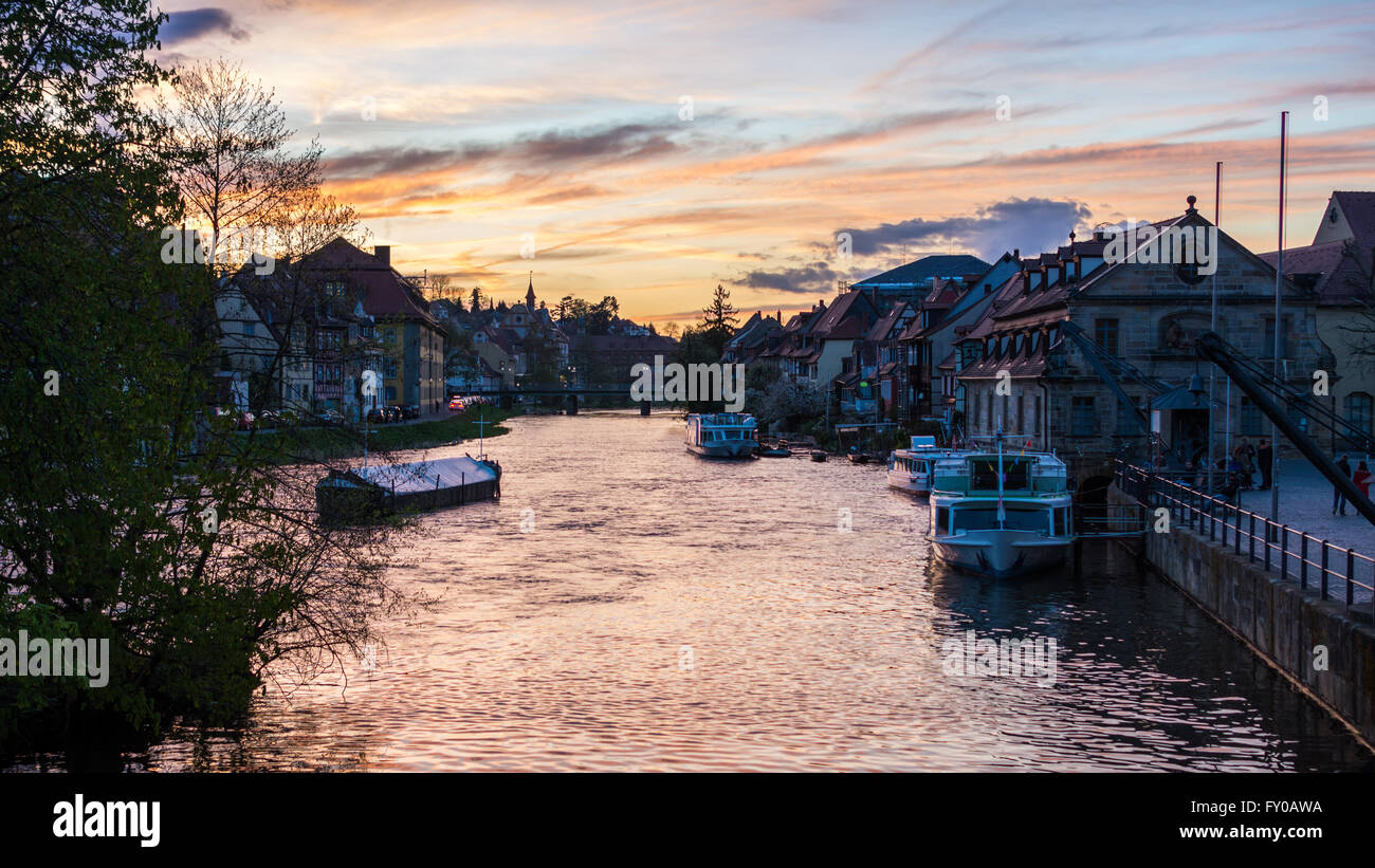 Bamberg Klein Venedig and Untere Brücke Stock Photo