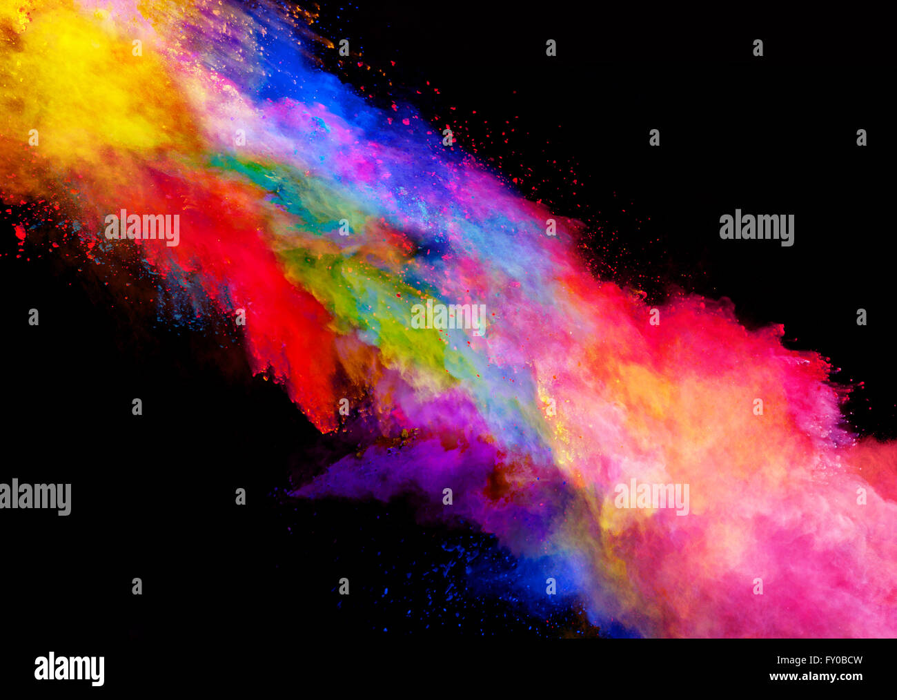 Explosion of colored powder on black background Stock Photo - Alamy
