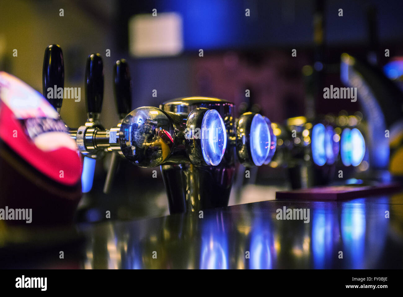 Metallic Beer Metallic beer taps Stock Photo - Alamy