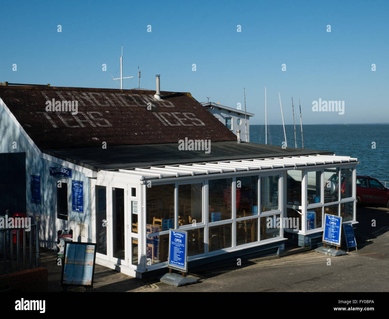 The Waterside Beach Cafe, Gurnard, Isle of Wight, England Stock Photo
