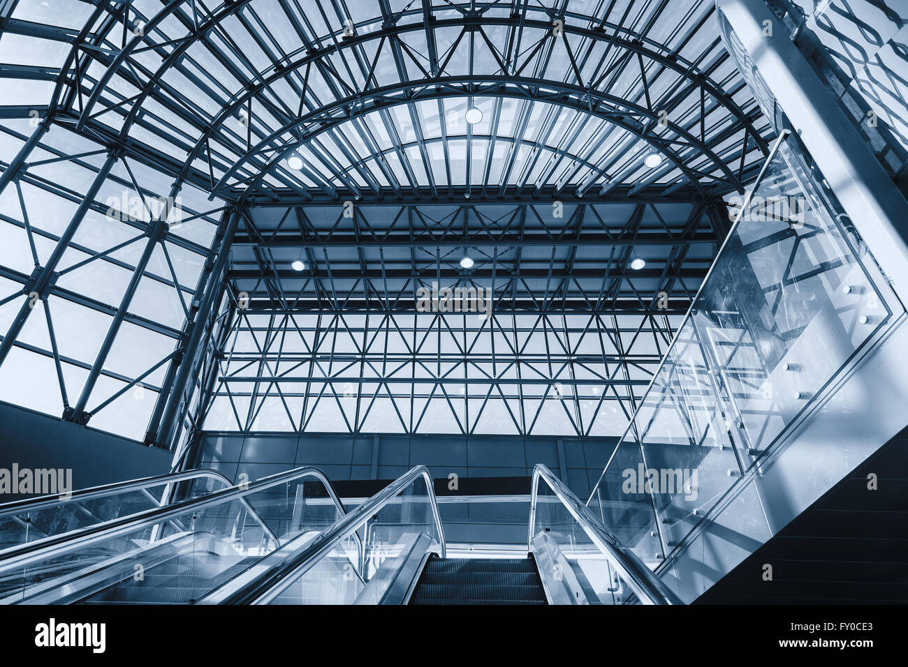 Empty modern escalators in the station Stock Photo