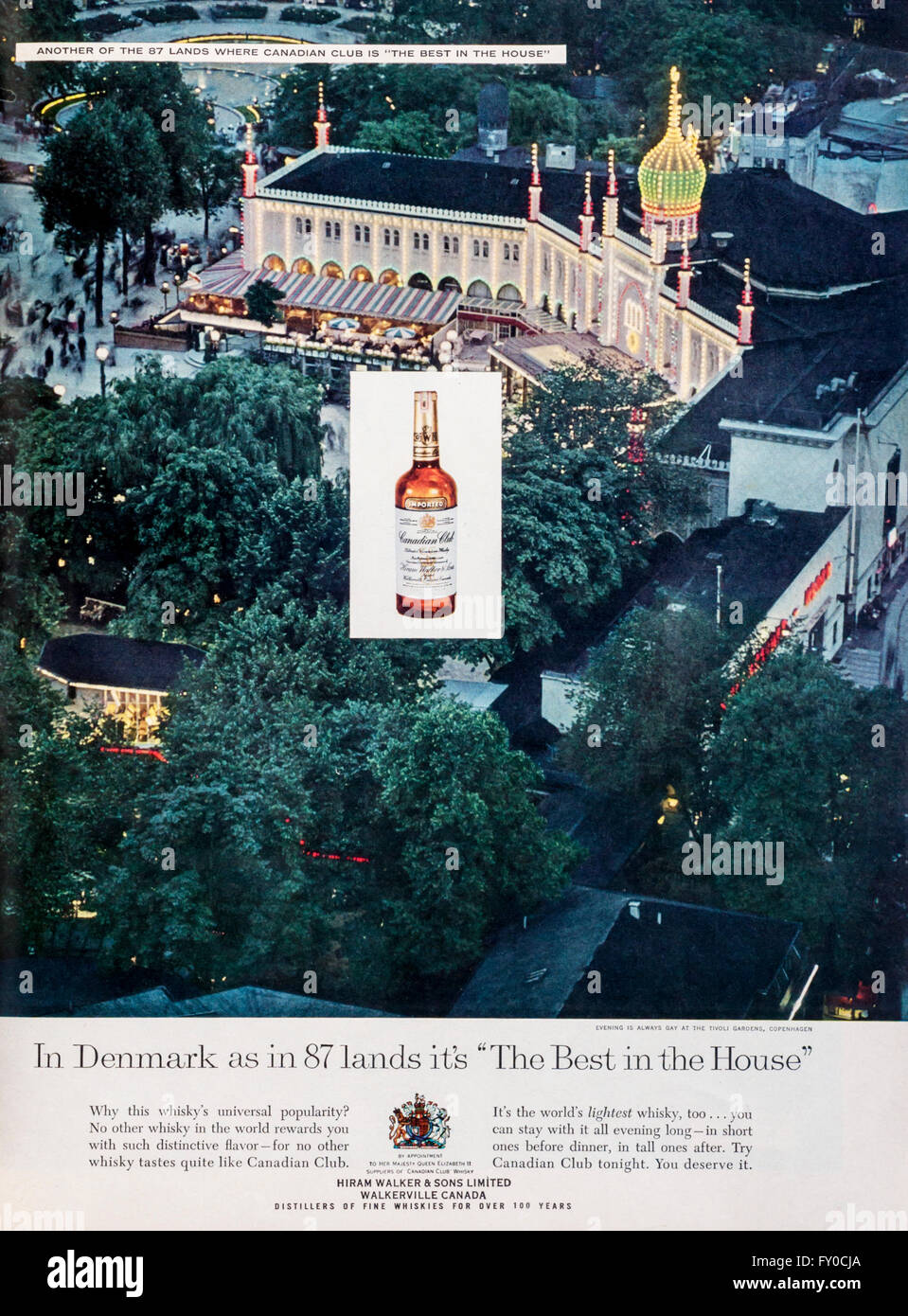 1960s magazine advertisement advertising Canadian Club whisky. Stock Photo