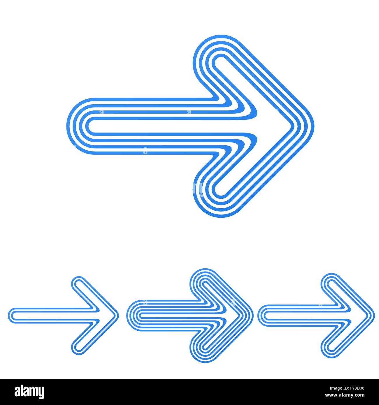Blue line arrow logo design set Stock Vector