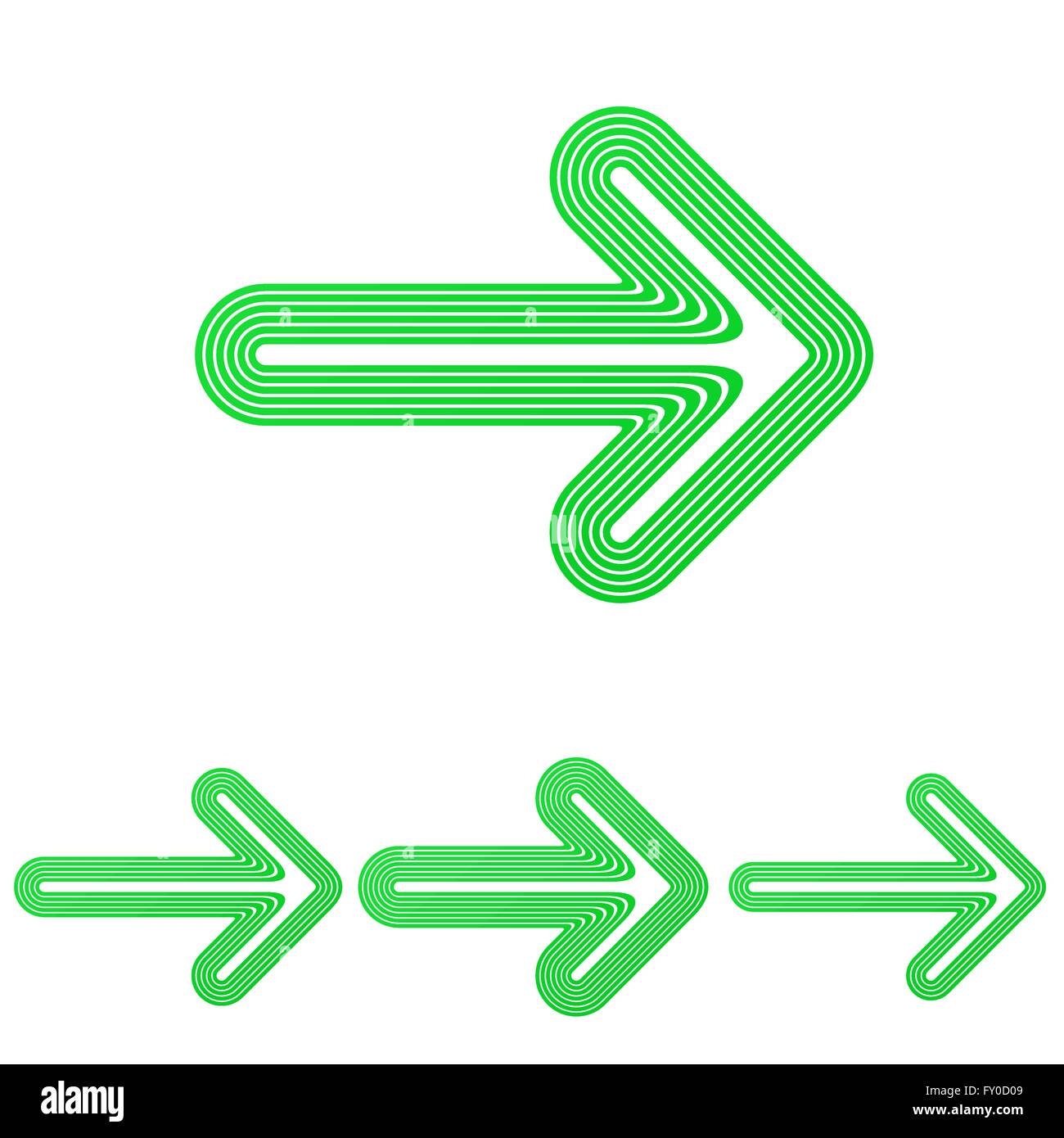 Green line arrow logo design set Stock Vector