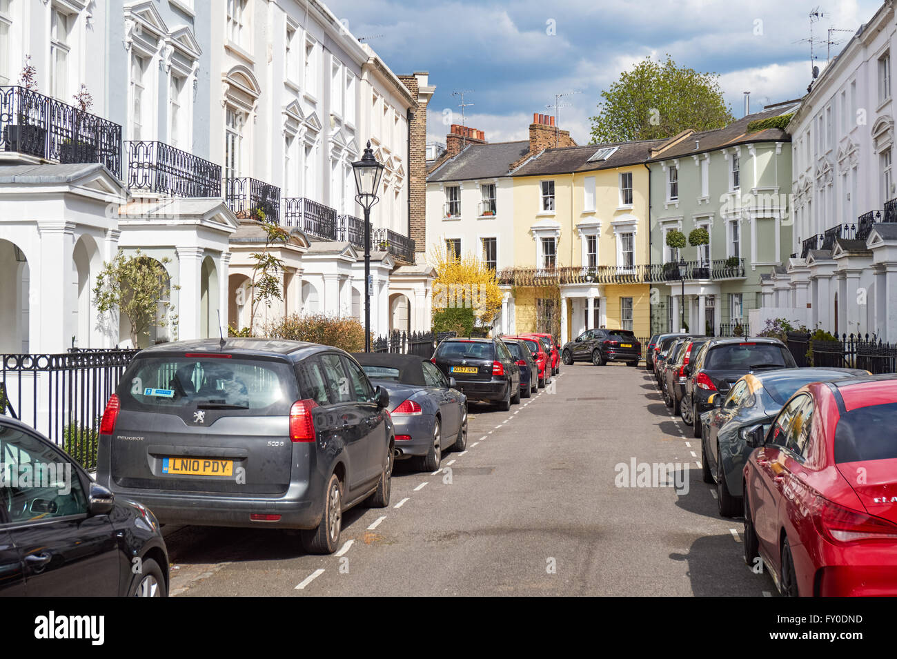 Terraced houses on Chalcot Crescent near Primrose Hill, London England