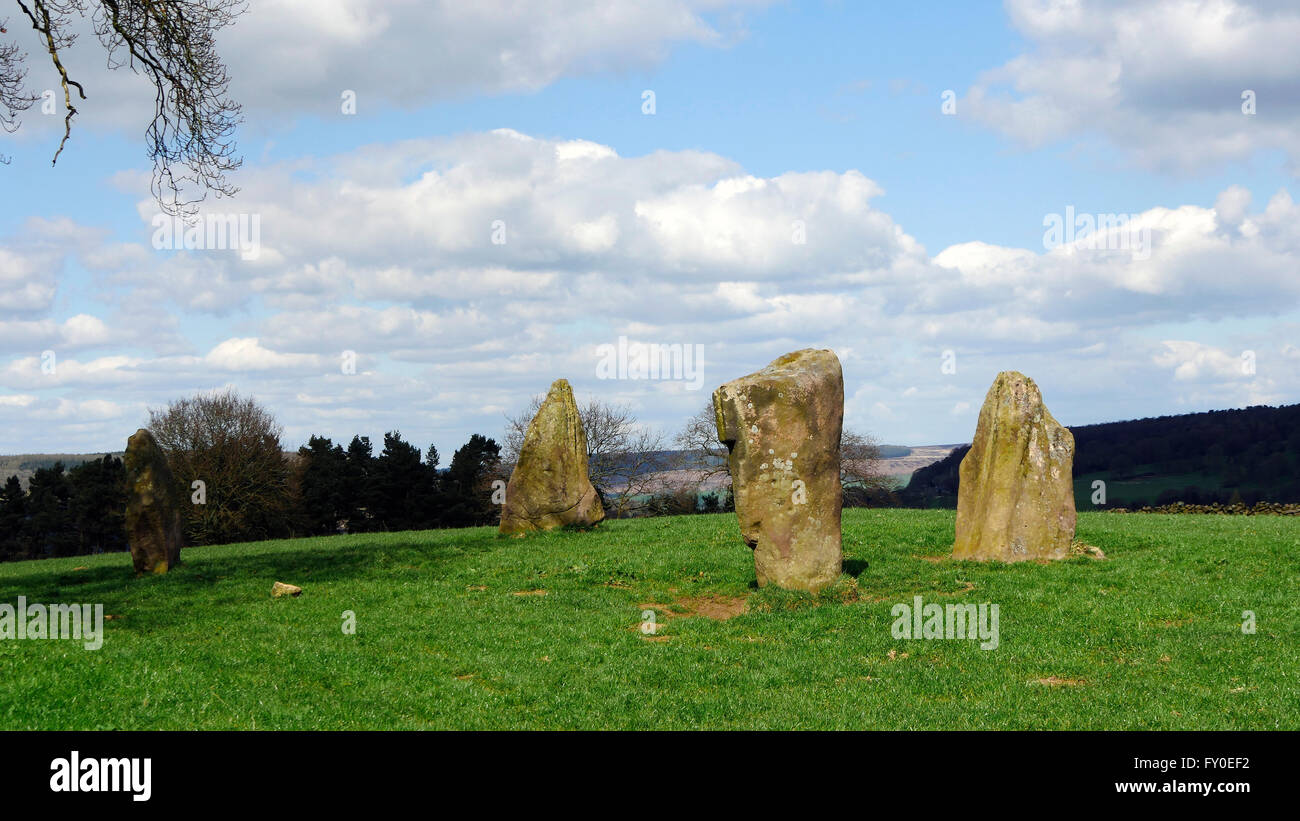 Stone circle four stones Robin Hood's Stride, Cratcliffe, Cliff Lane ...