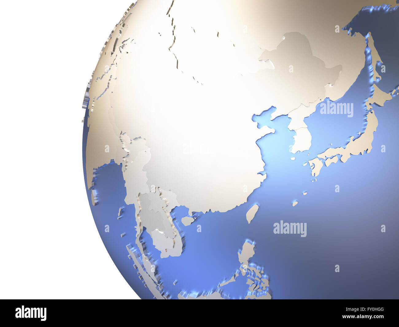 Southeast Asia on metallic model of planet Earth with embossed ...