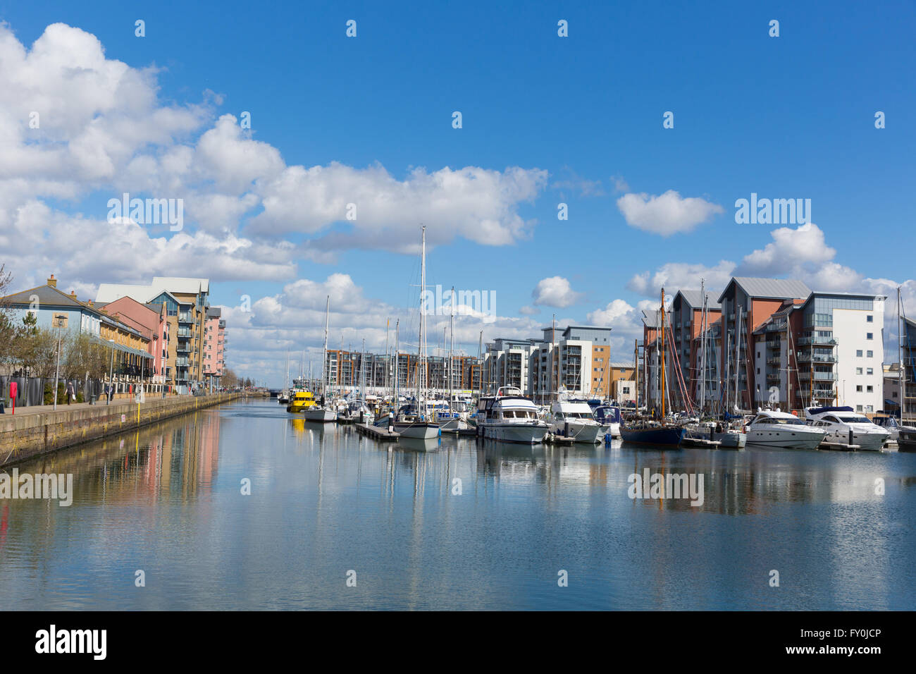 Boasts and apartments Portishead marina near Bristol Somerset England