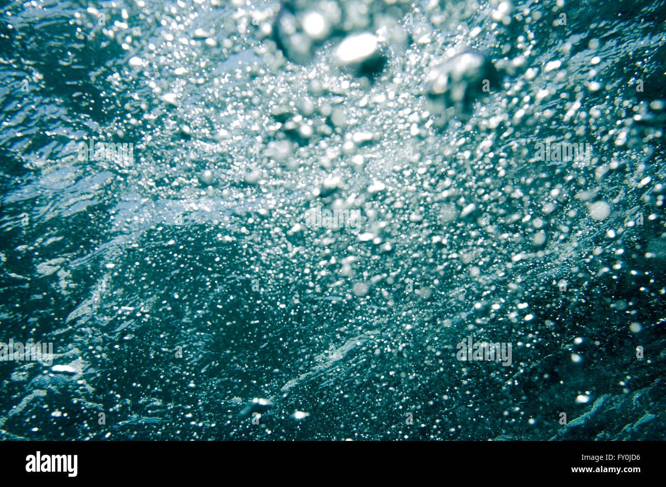 Out of focus abstract background of bubbles underwater Stock Photo
