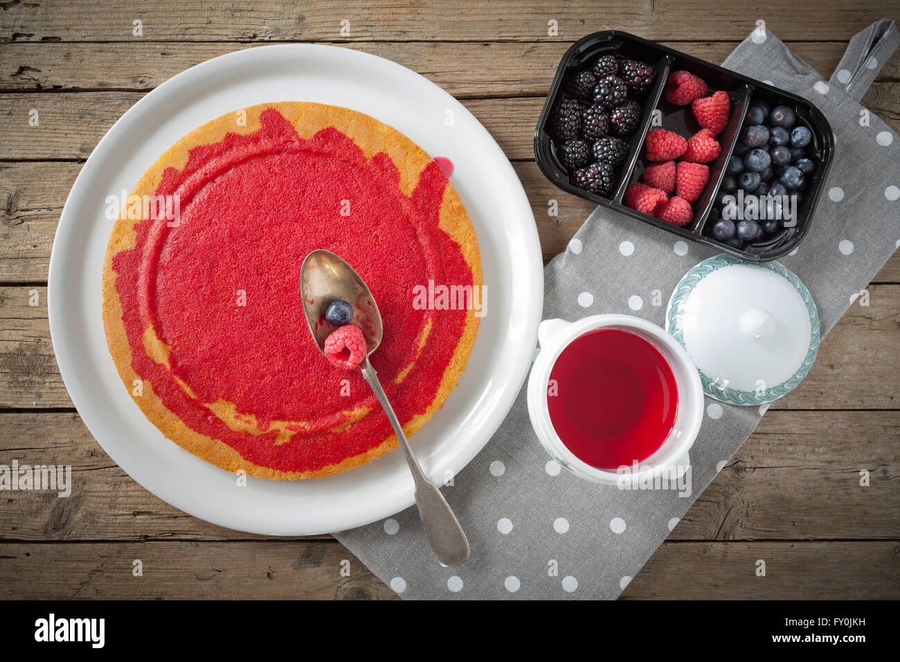 Sponge Cake Moisten With Liquor Stock Photo