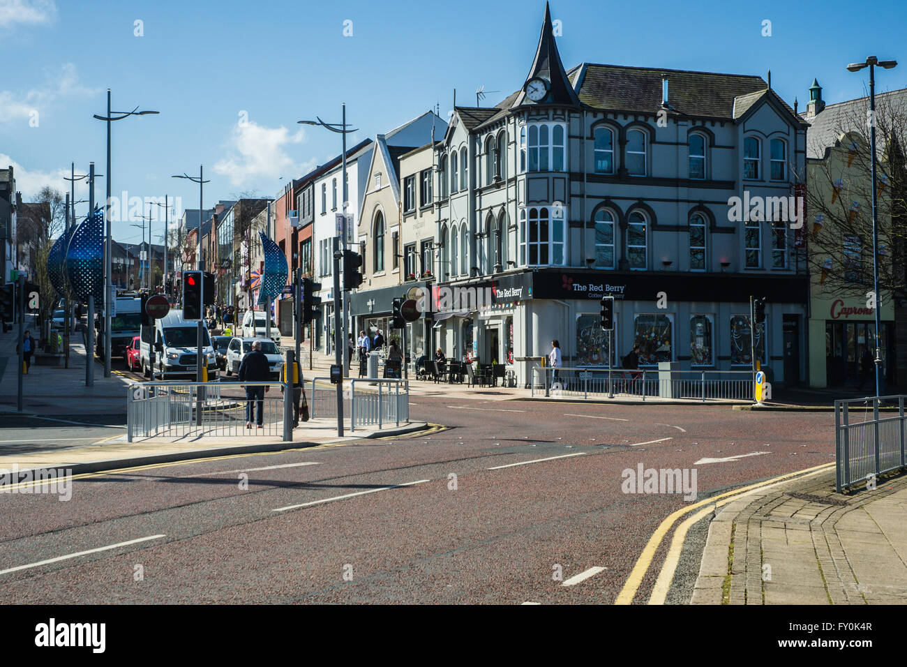 Main Street Bangor at the junction of Queen street Stock Photo Alamy