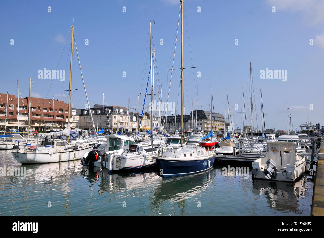 Port of Courseulles sur Mer in the Calvados department in the Basse-Normandie region in northern France Stock Photo