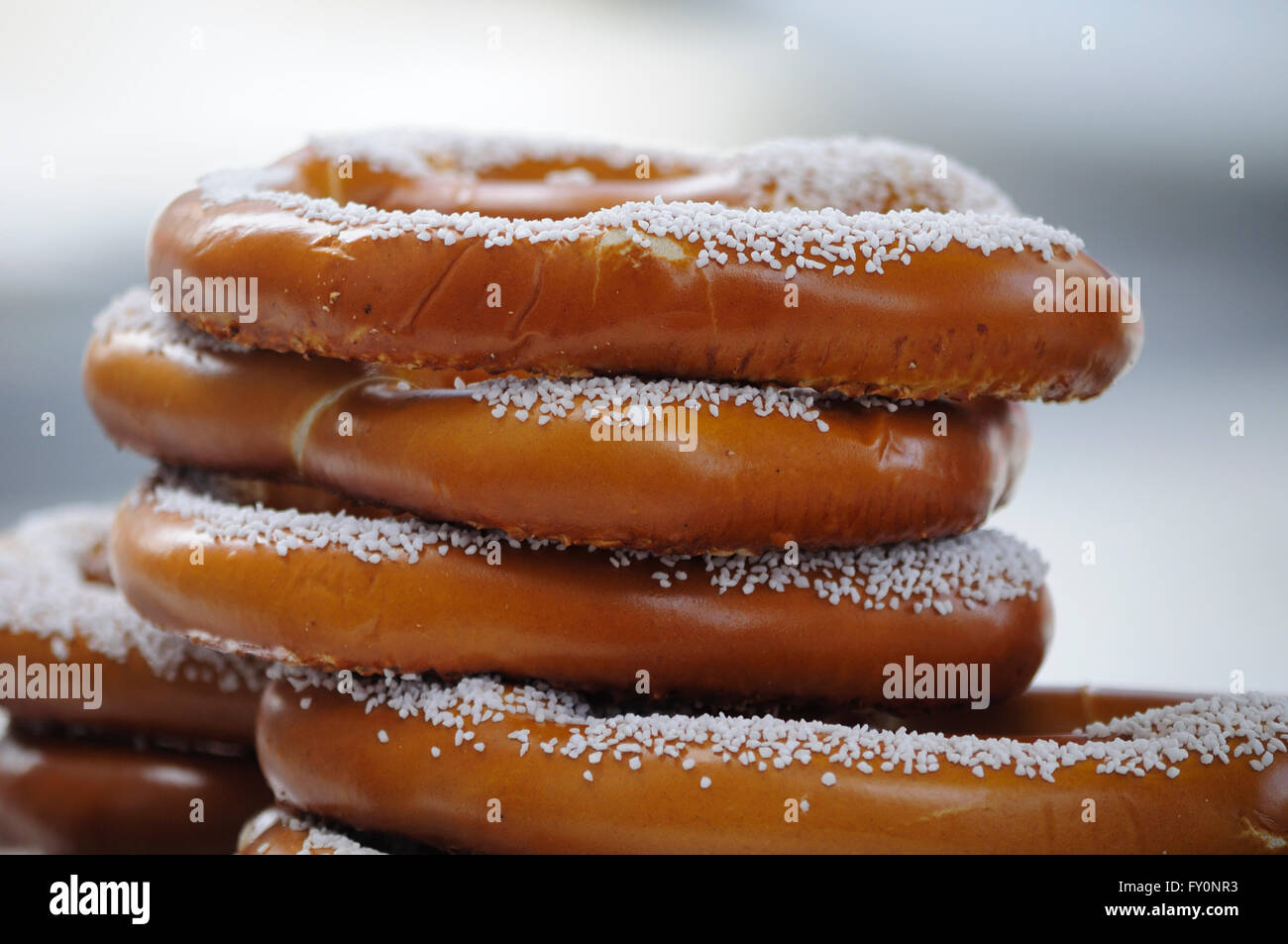 New York City pretzels with course salt for sale from a street vendor