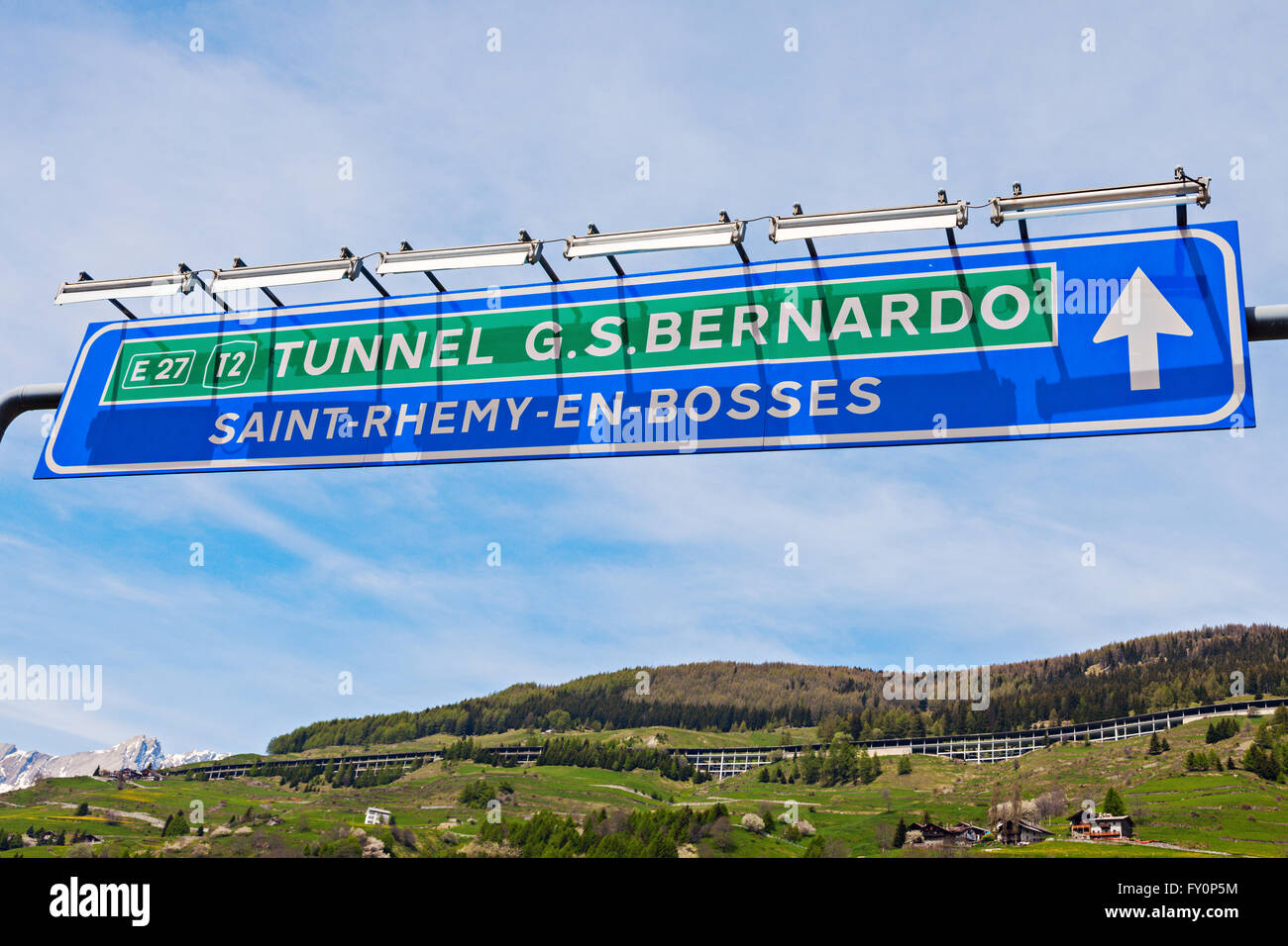 St Bernard Tunnel sign Stock Photo