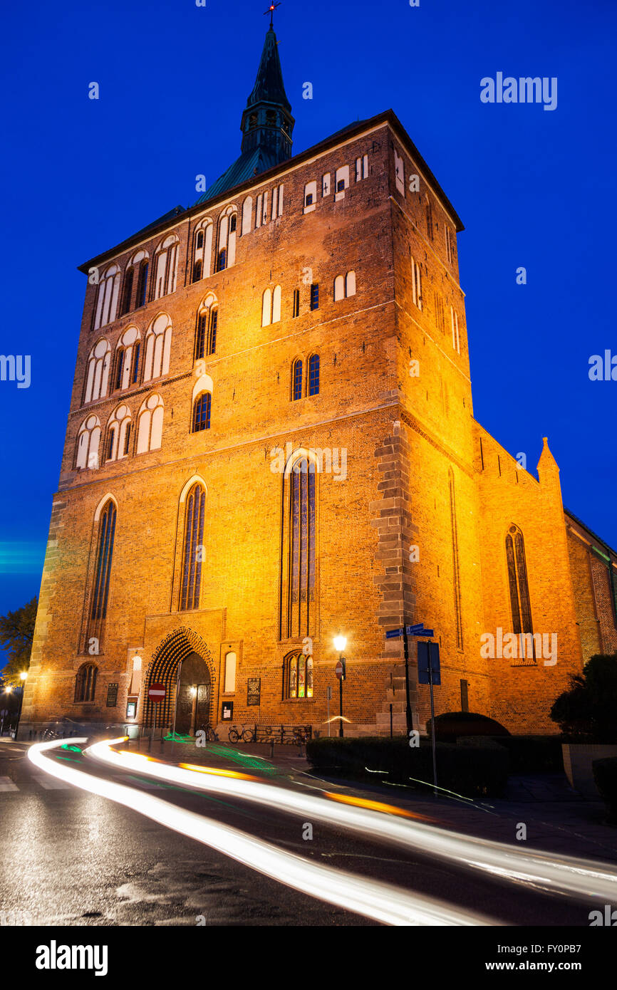 Kolobrzeg Cathedral at night Stock Photo