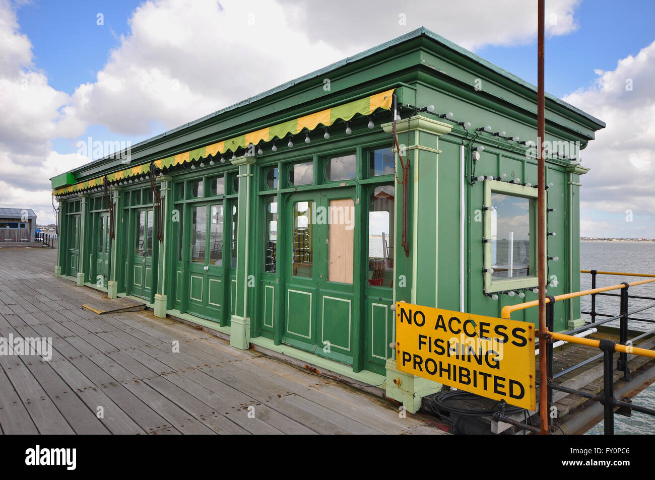 Jamie and Jimmy's cafe for filming the tv program Jamie & Jimmy's Friday Night Feast with Jamie Oliver and Jimmy Doherty on Southend Pier, Essex Stock Photo