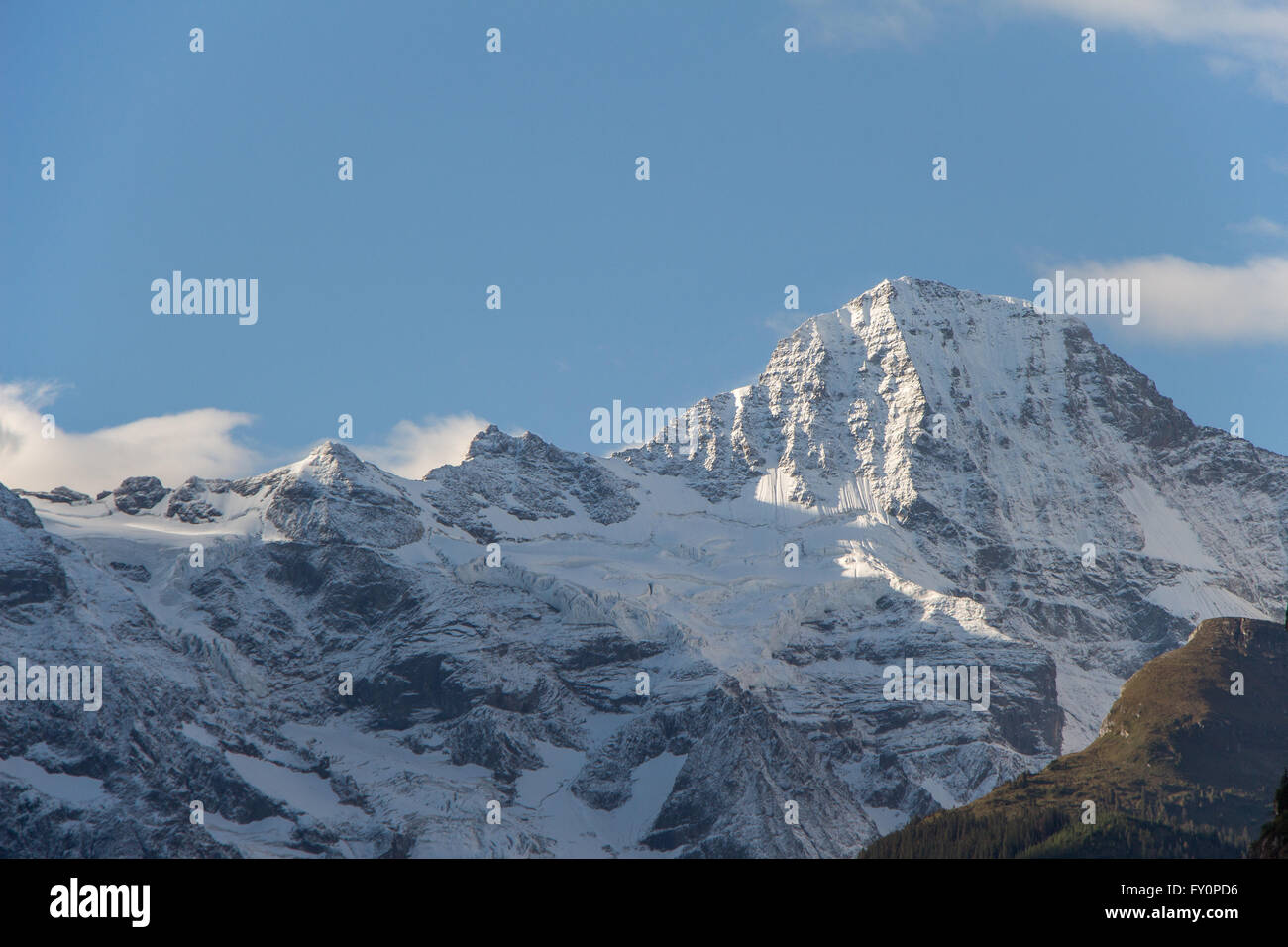 View of the Lauterbrunner Breithorn (3780m) in the Bernese Alps in Switzerland Stock Photo