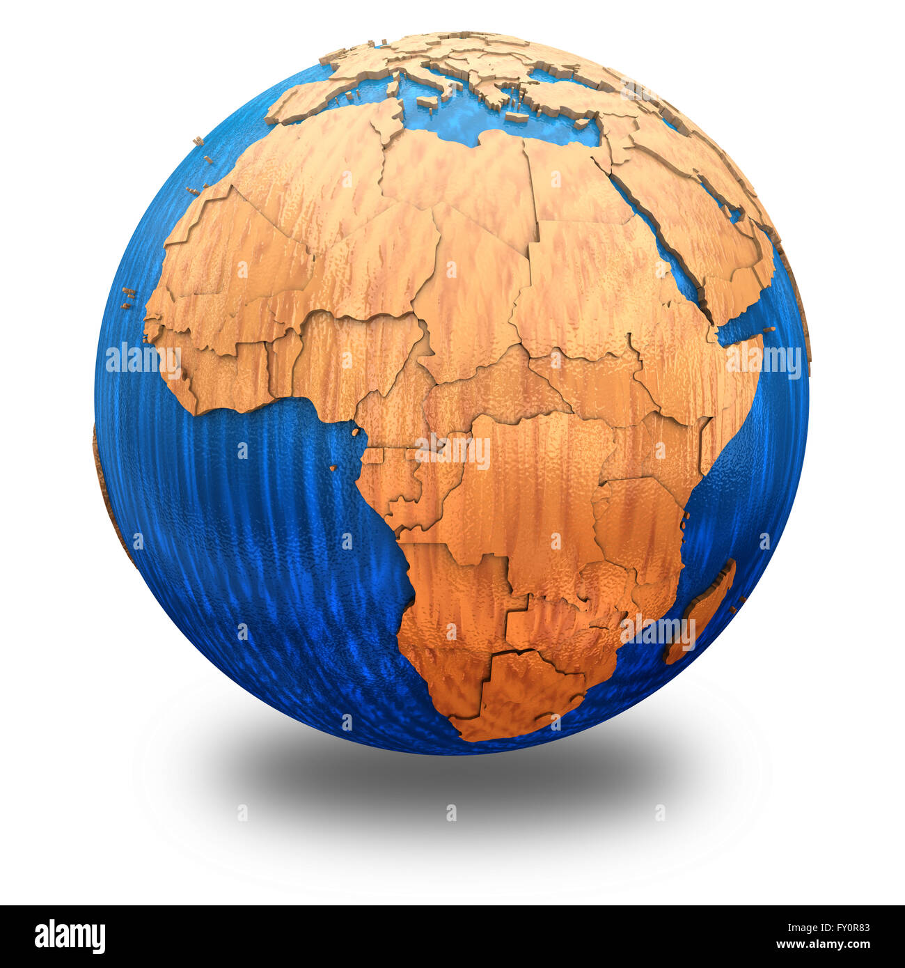 Africa on wooden model of planet Earth with embossed continents and ...