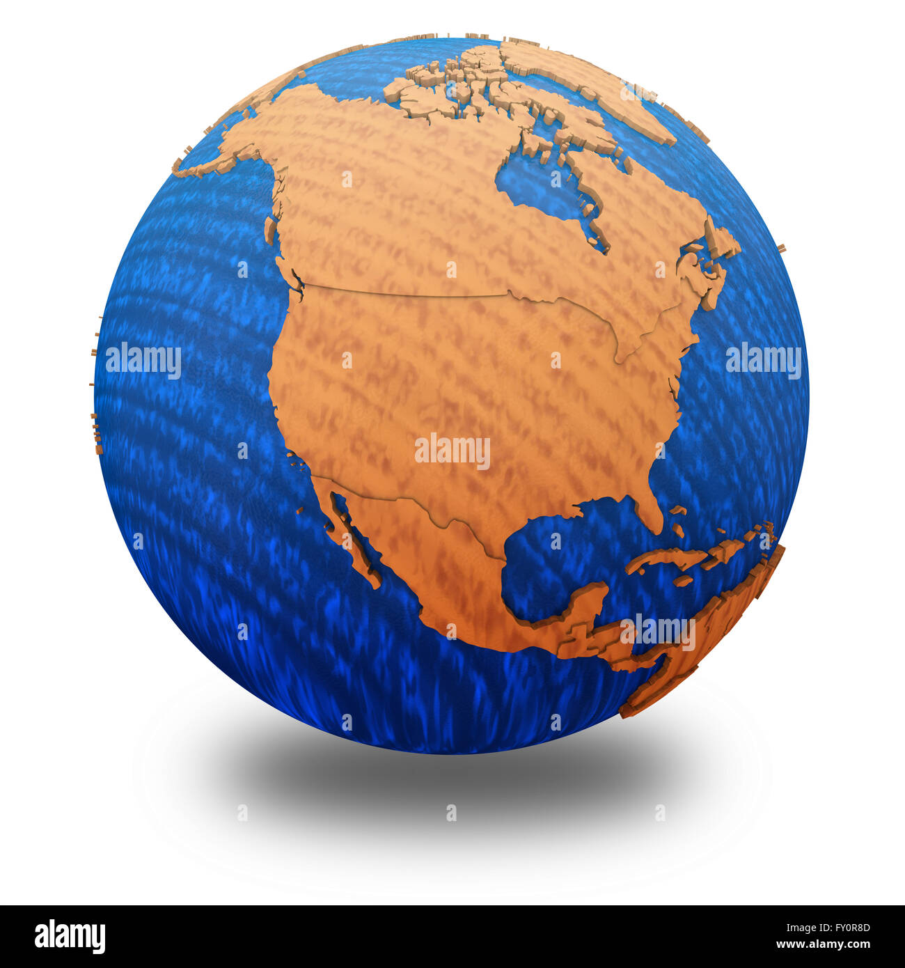North America on wooden model of planet Earth with embossed continents ...