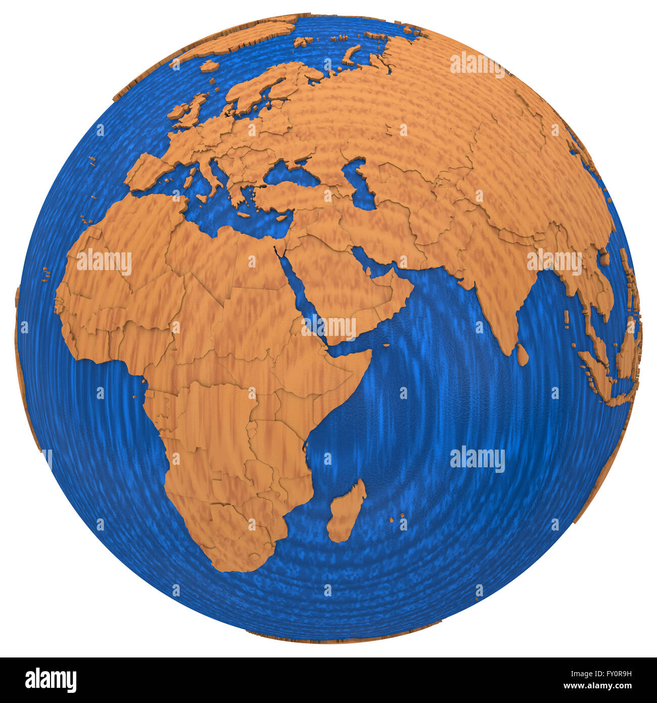 Africa on wooden model of planet Earth with embossed continents and ...