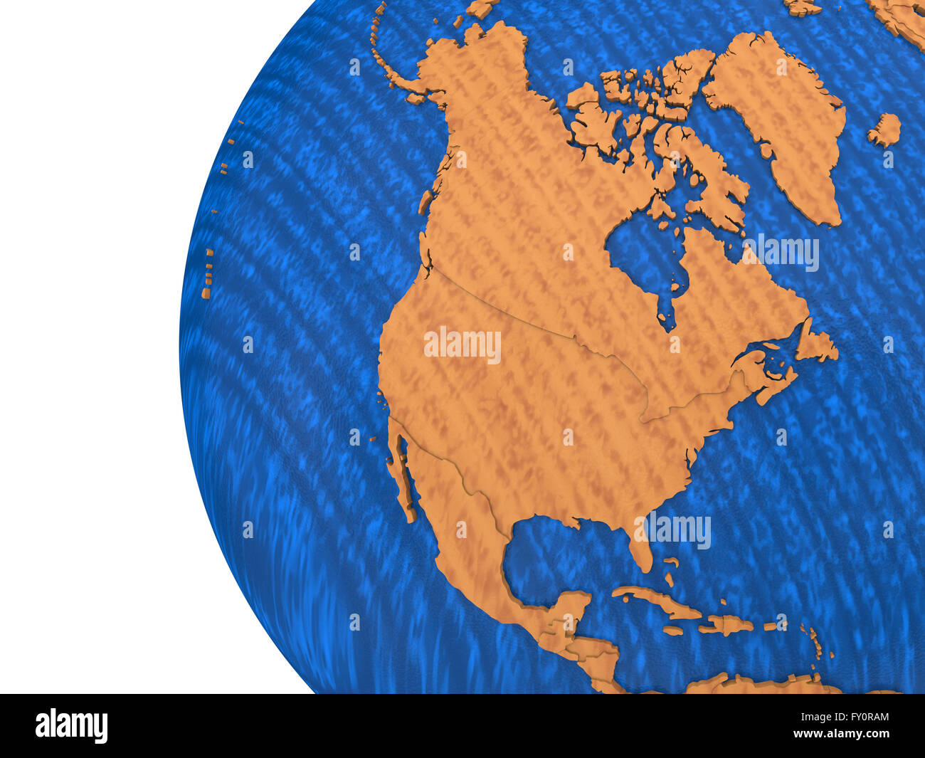 North America on wooden model of planet Earth with embossed continents ...