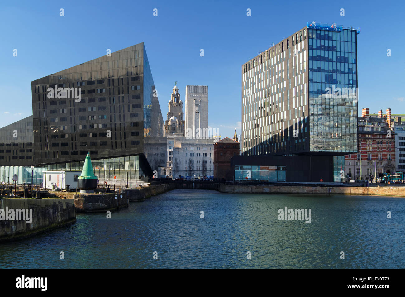 UK,Liverpool,Canning Dock and Waterfront Buildings Stock Photo