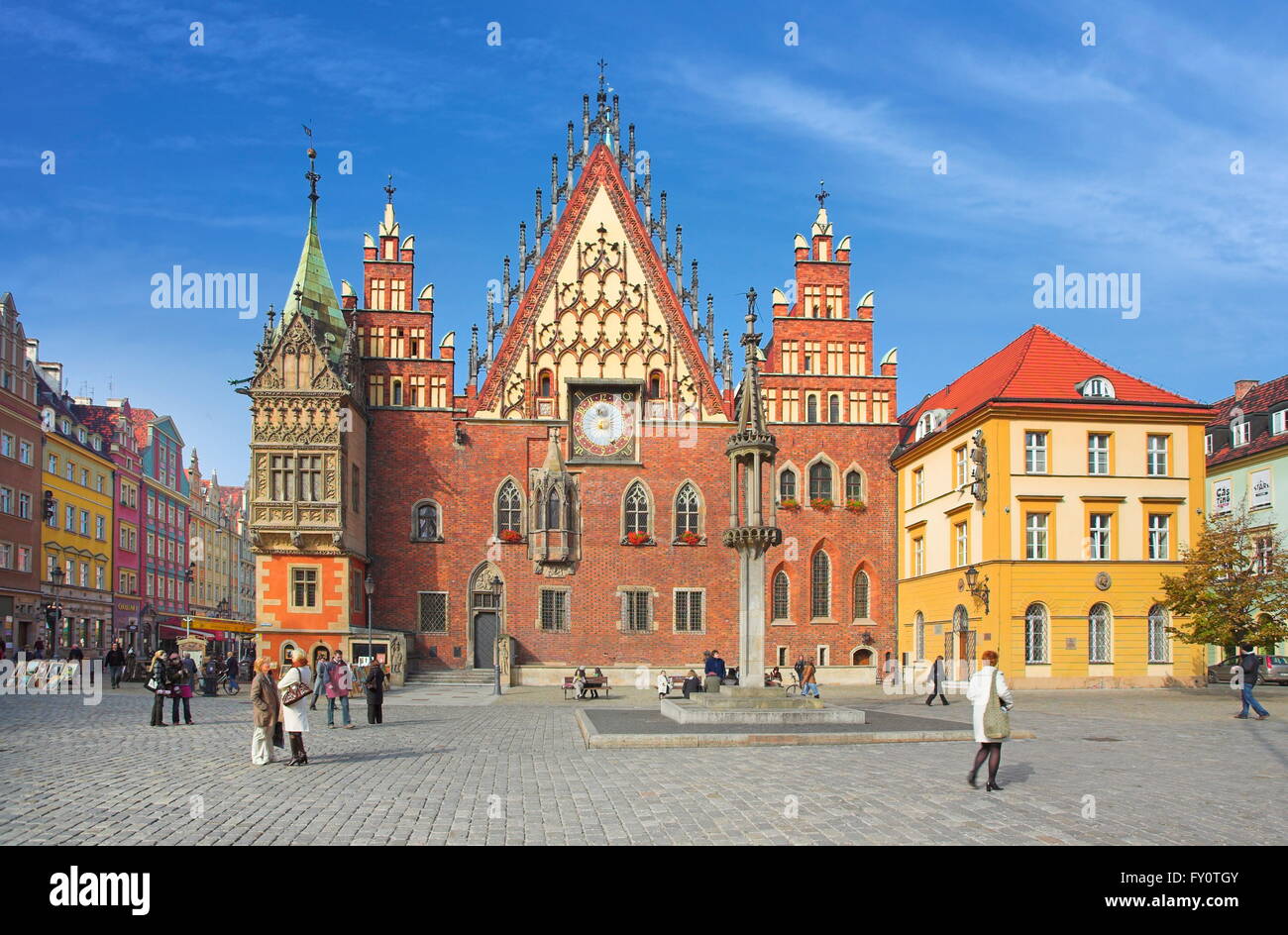 Wroclaw Gothic Town Hall, Old Town, Market Square, Lower Silesia, Wroclaw, Poland Stock Photo