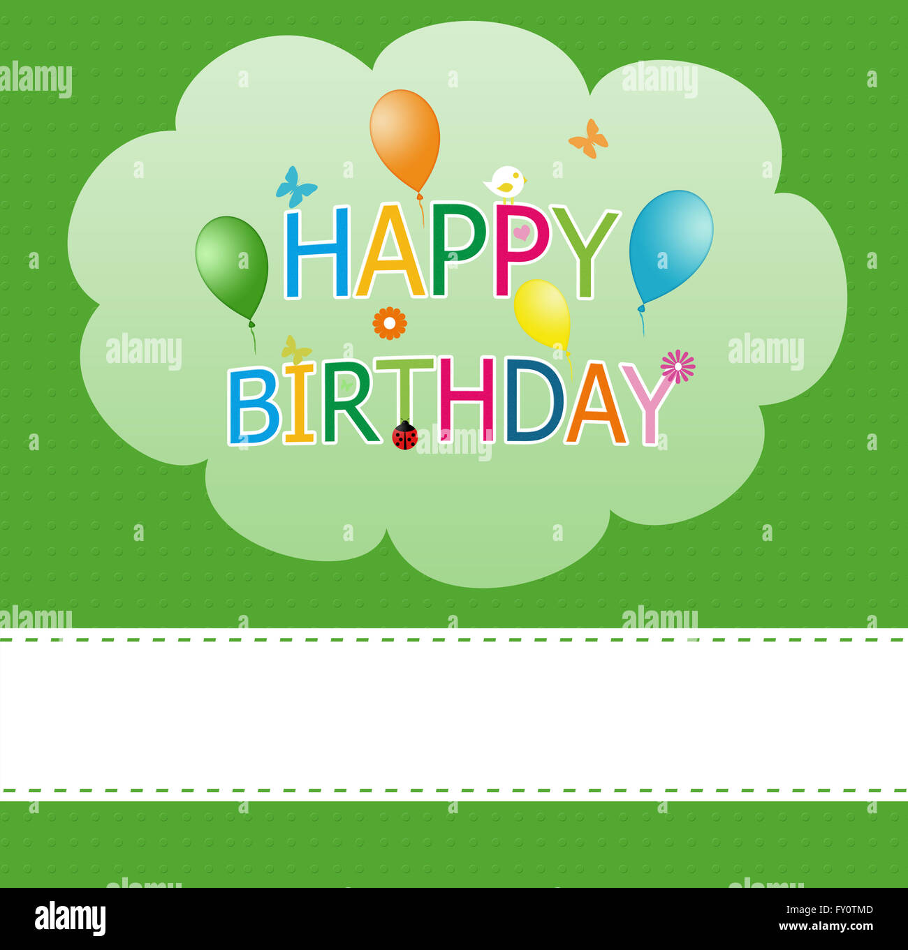 Happy greeting card for birthday with colorful balloons Stock Photo Alamy