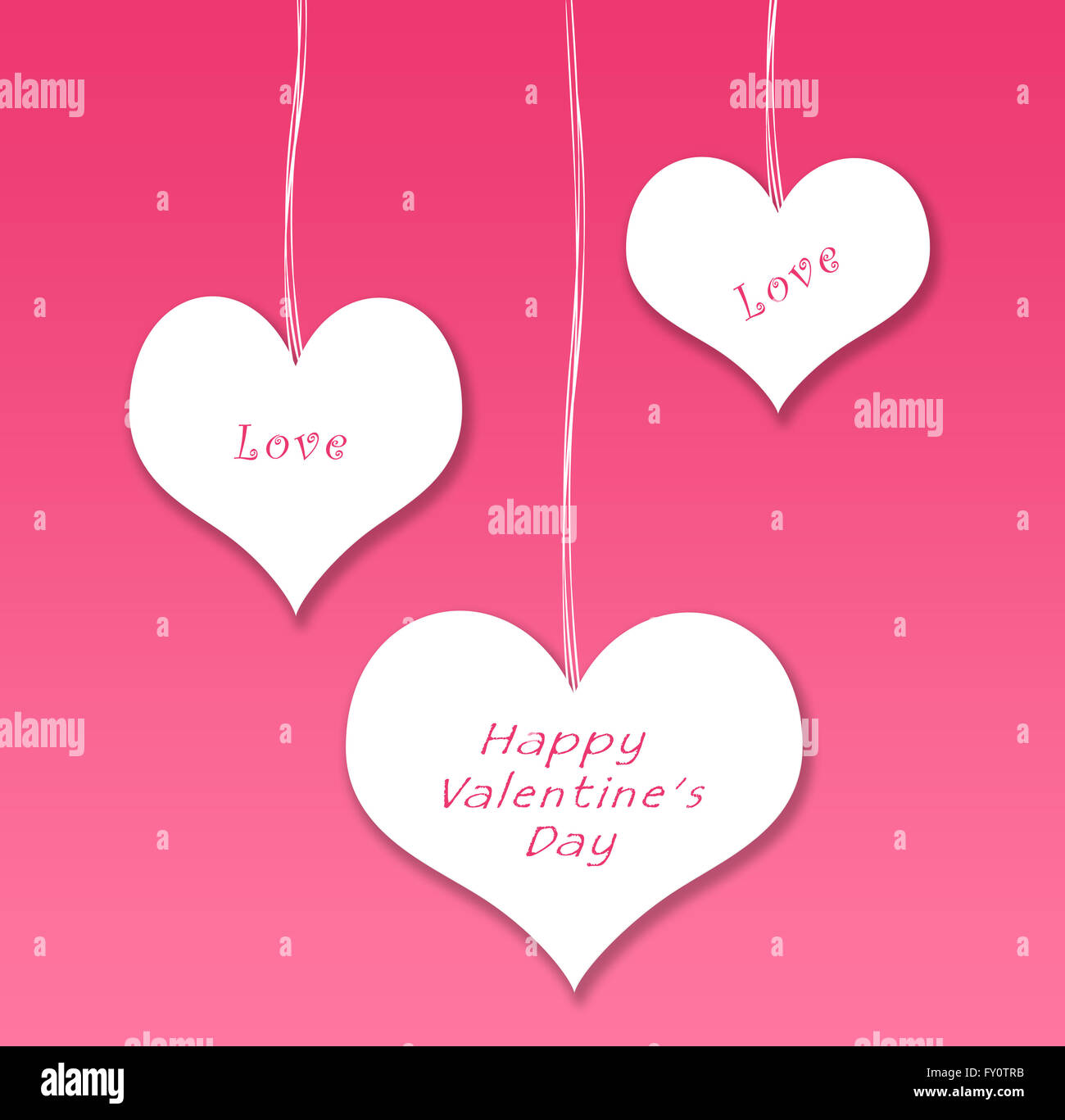 Valentine postcard with hearts in pink and white colors Stock Photo - Alamy