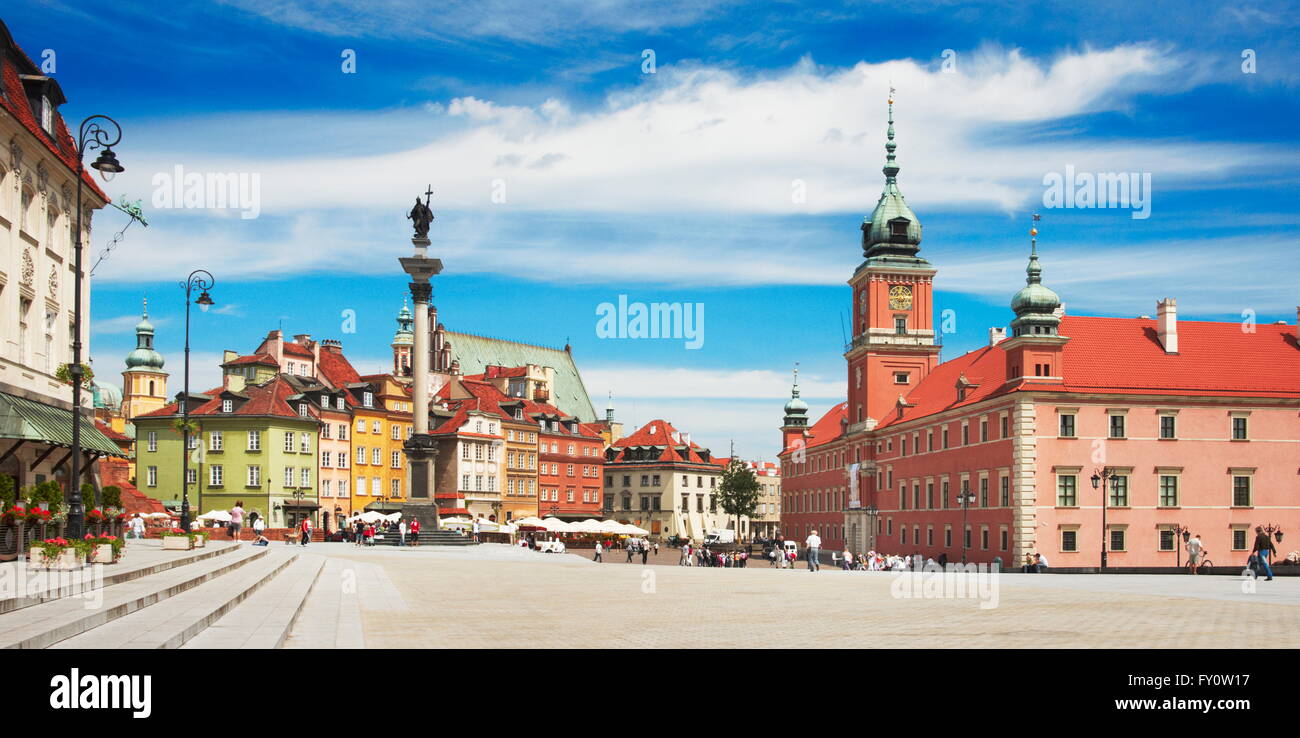 The Castle Square on the Old Town in Warsaw, Poland Stock Photo