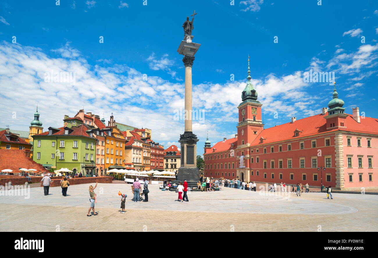 The Castle Square on the Old Town in Warsaw, Poland Stock Photo