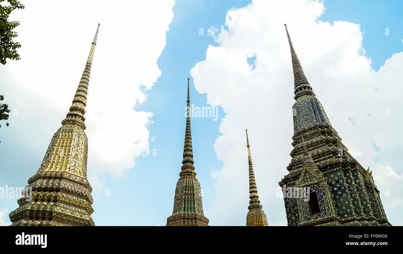 Beautiful Maha Chedi Si Ratchakan at Wat Pho in Bangkok Stock Photo