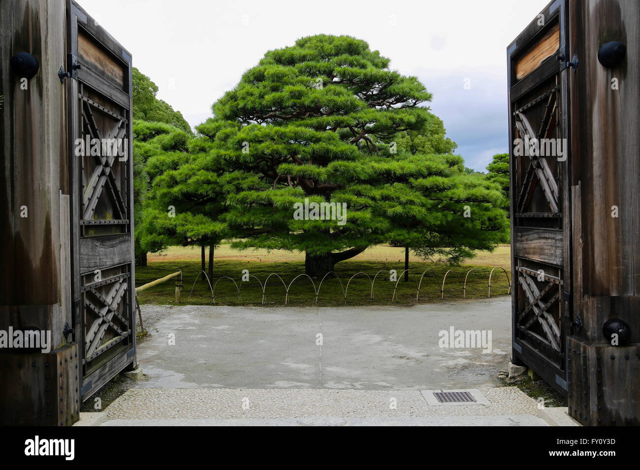 Gates to the garden of Emperor representative in Kyoto, Japan Stock Photo
