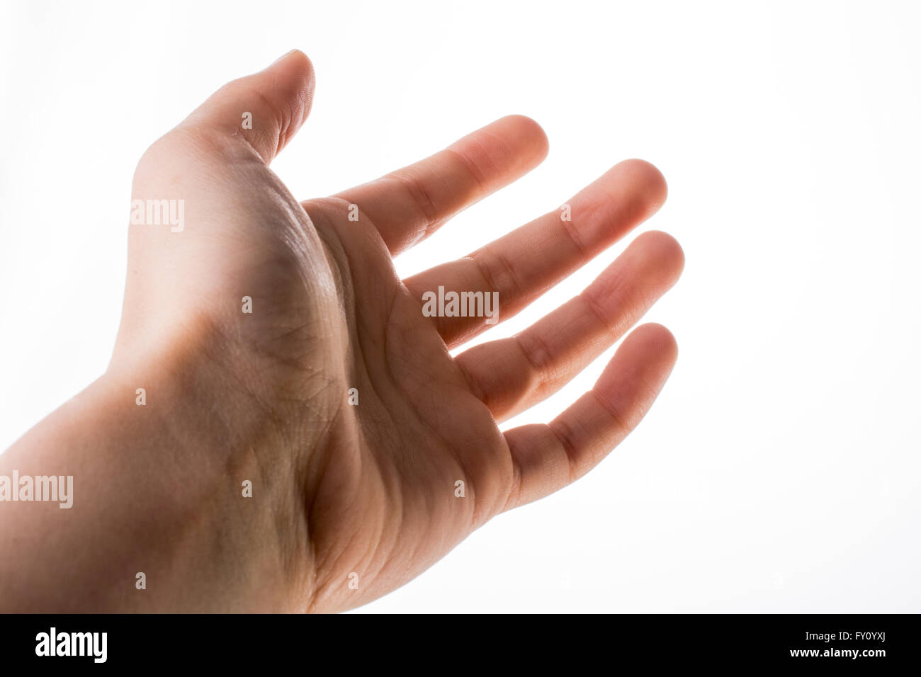 Hand making a gesture on a white background Stock Photo - Alamy
