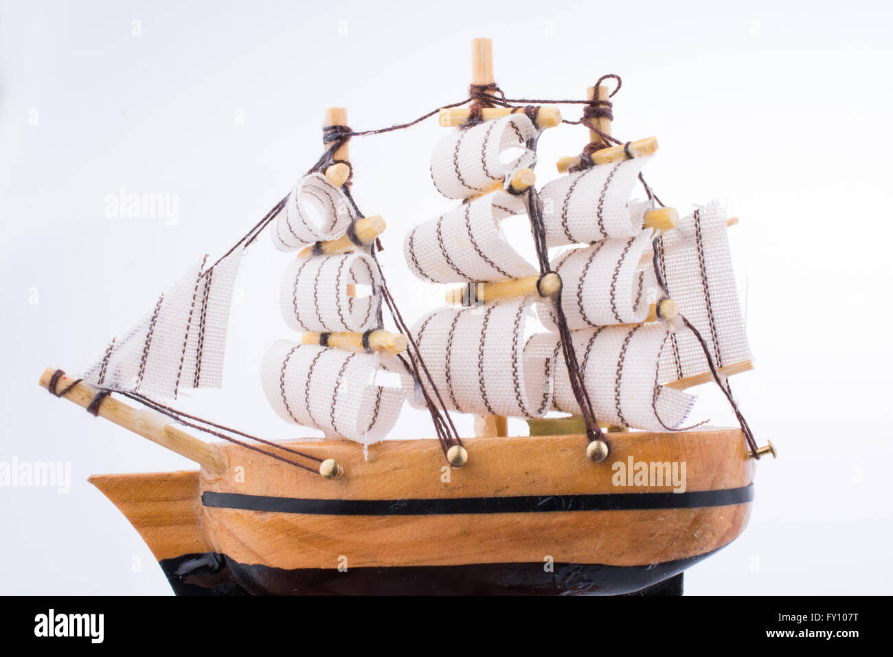 Ship model on a white background Stock Photo - Alamy