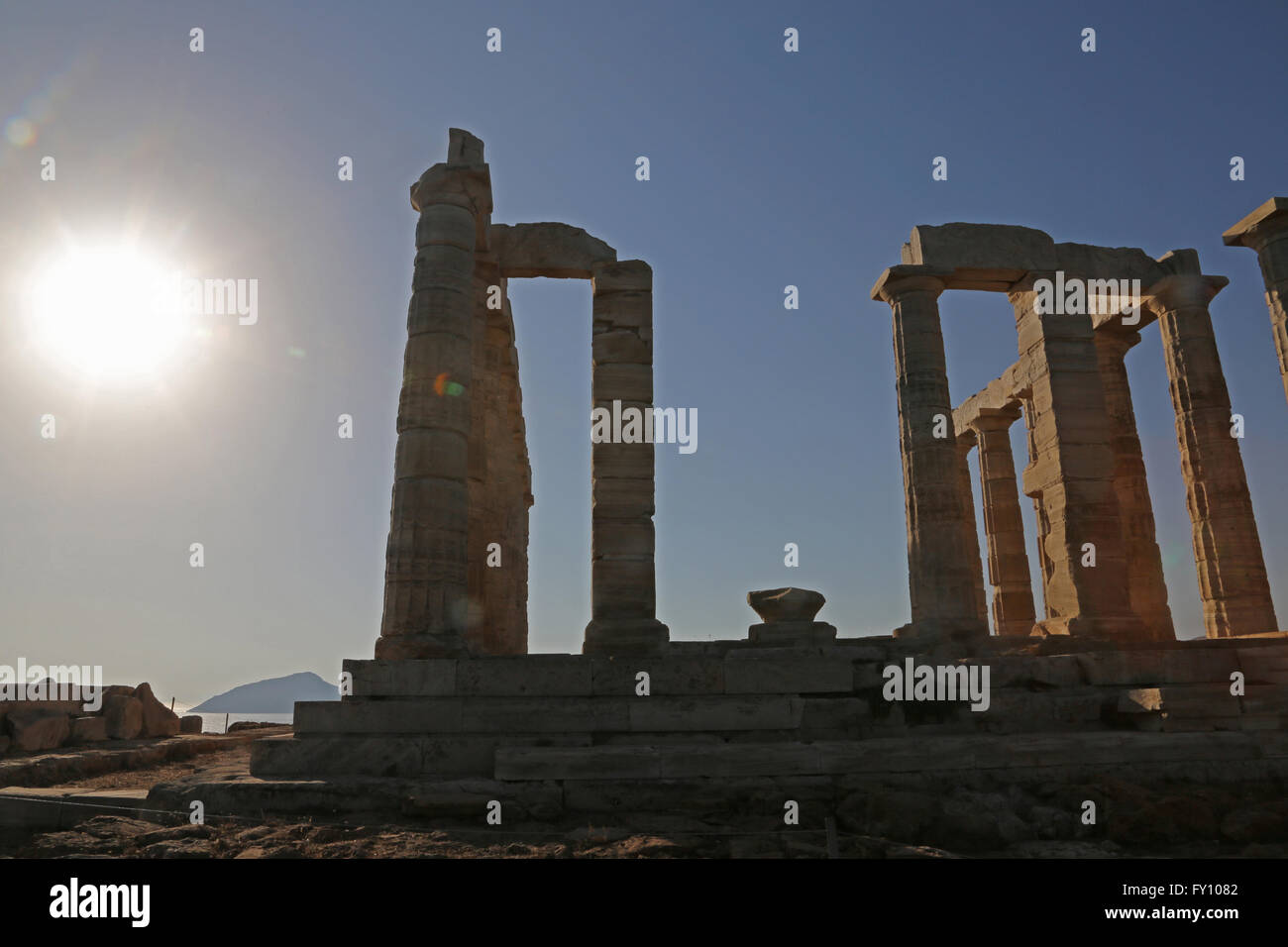 Attica Greece Sounion Temple Of Poseidon The Altar Stock Photo - Alamy
