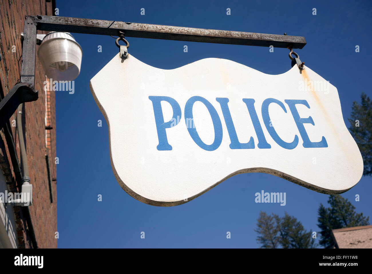 Police Department Sign Small Rural Town America Stock Photo