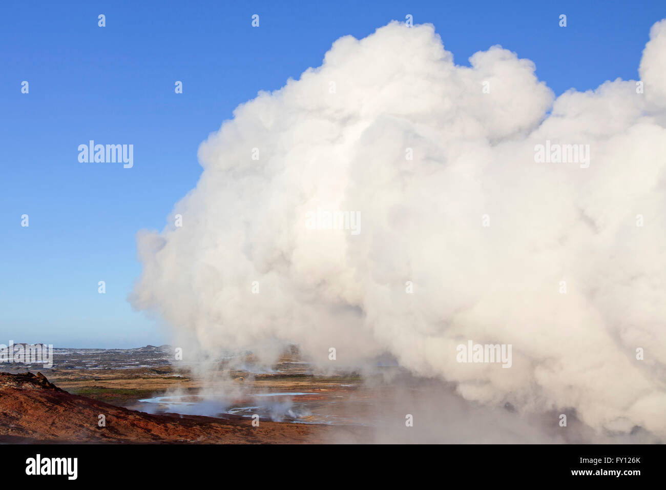 Steam vents / fumaroles at Gunnuhver, geothermal area and center of the Reykjanes Volcanic System, Iceland Stock Photo