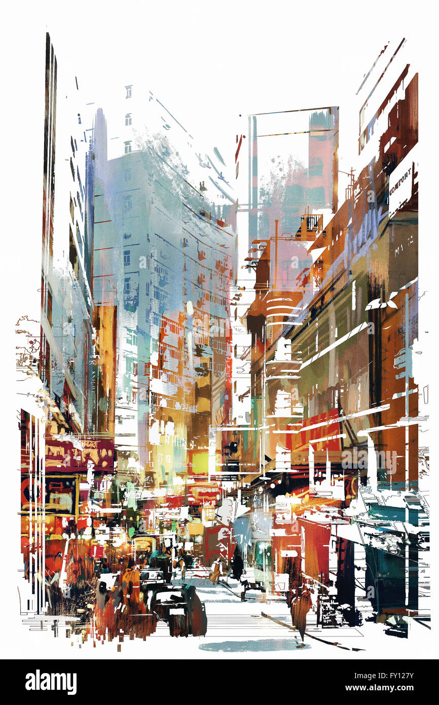 abstract art of cityscape,illustration Stock Photo