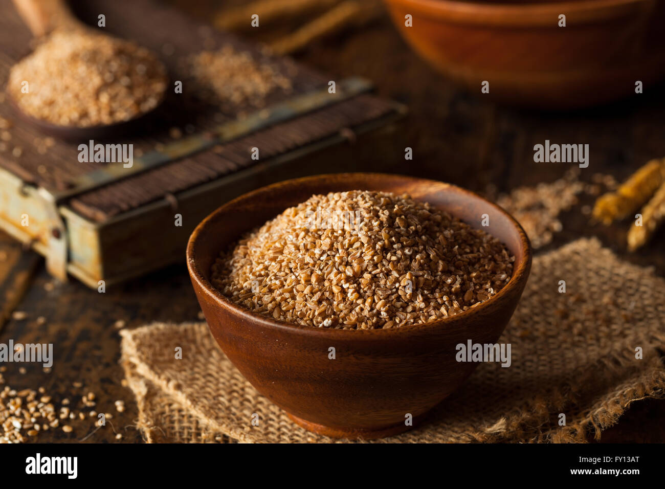 Raw Organic Whole Grain Cracked Wheat Ready to Use Stock Photo