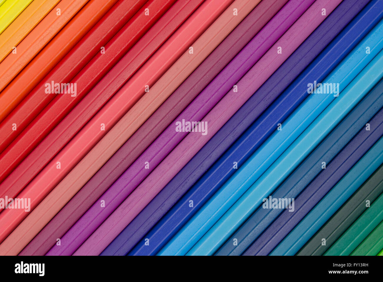 colorful color background - row of color pencils macro Stock Photo