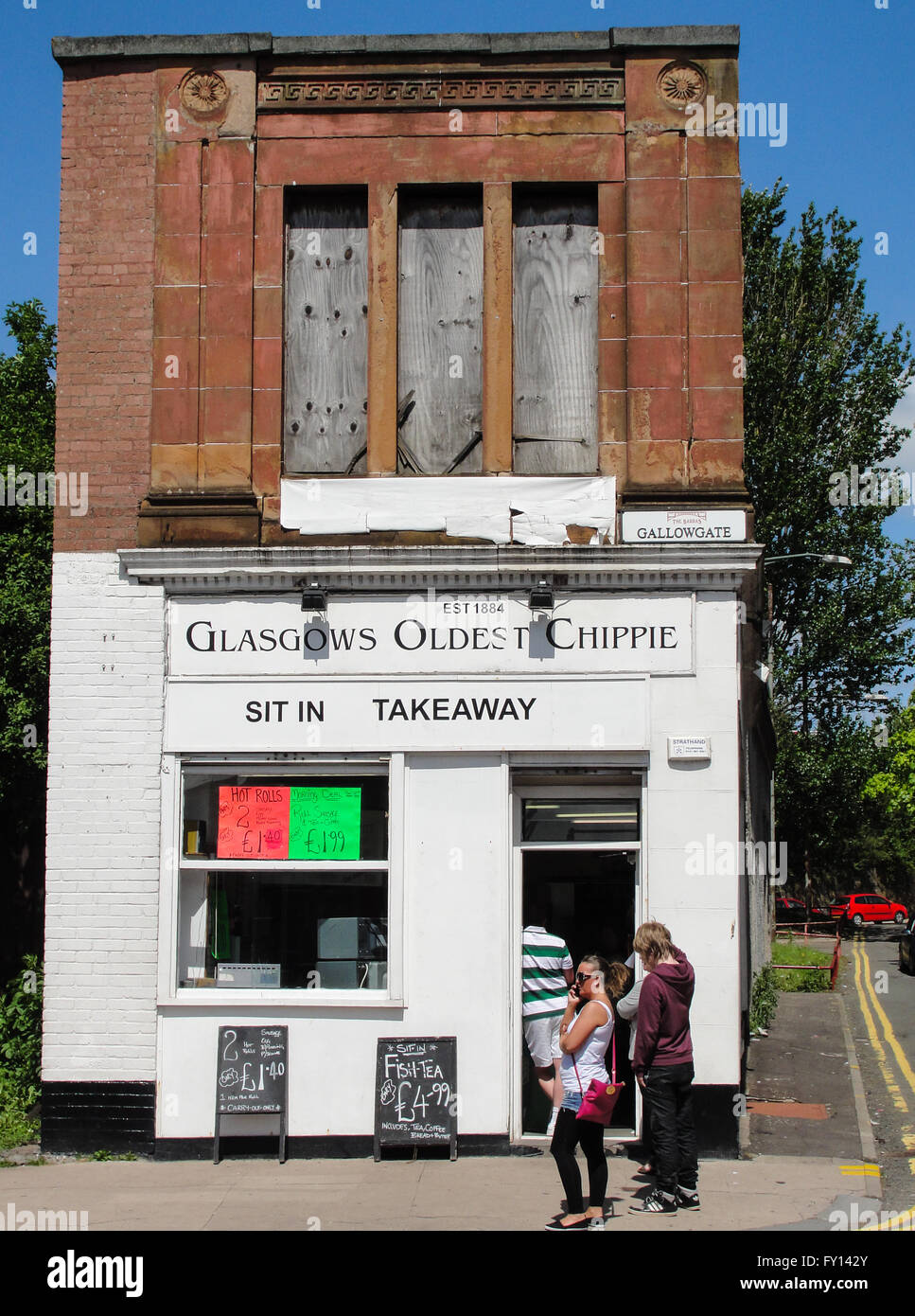 Glasgow, UK, June 2013: The Glasgow Oldest Chippie, a popular take away fish and chips shop in Glasgow city center Stock Photo