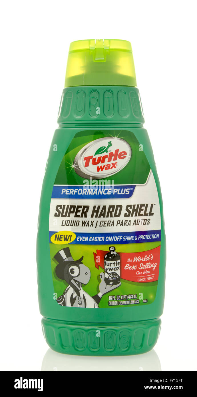 Winneconne, WI - 19 Feb 2016:  Bottle of Turtle Wax super hard shell liquid wax. Stock Photo