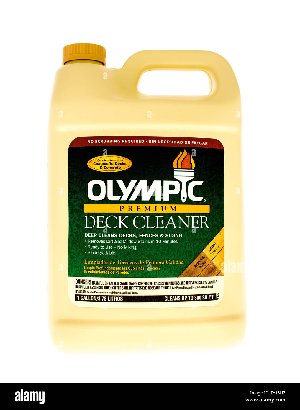 Winneconne, WI - 5 June 2015: Container of Olympic premium deck cleaner ...