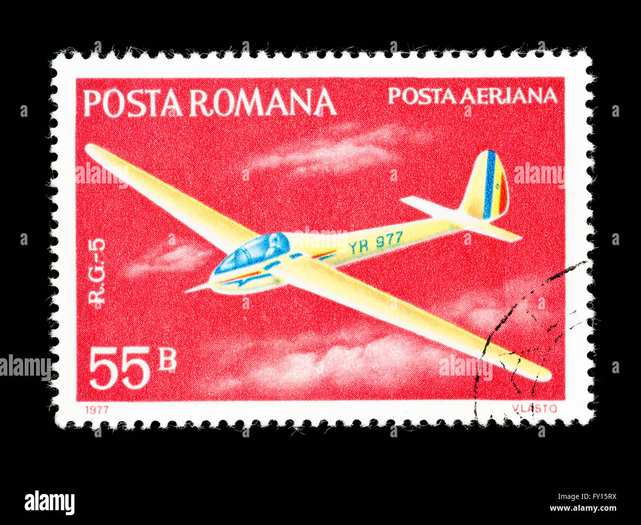 Postage stamp from Romania depicting an R. G.-5 glider Stock Photo - Alamy