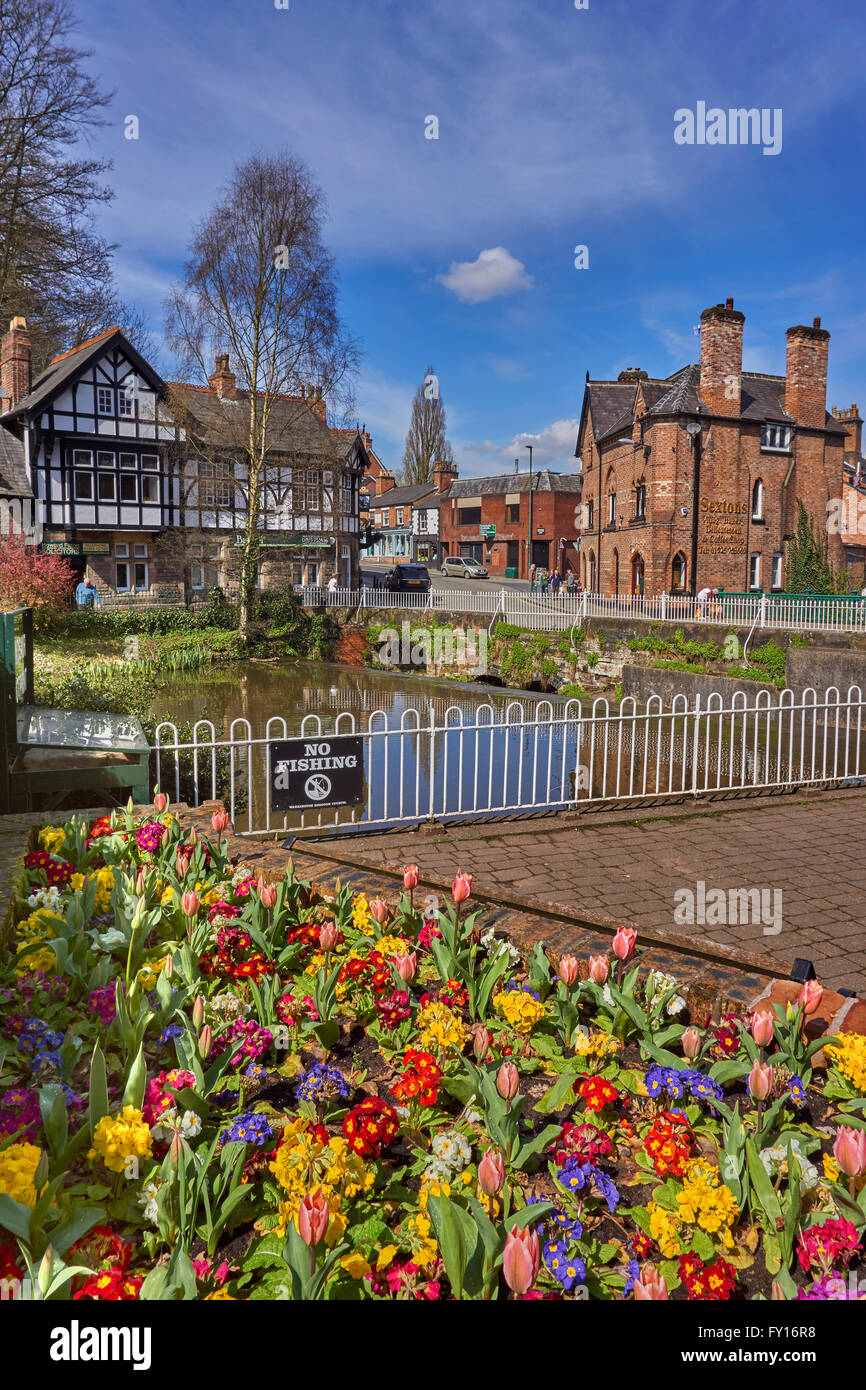 Lymm Village and lower dam, Lymm, Warrington, Cheshire Stock Photo Alamy